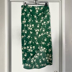 urban outfitters green floral midi skirt